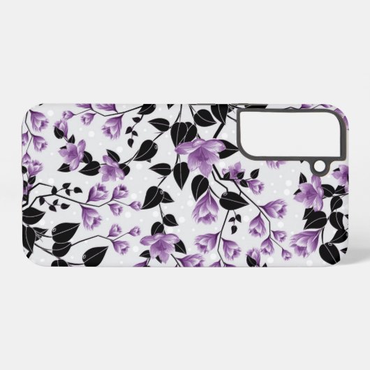 Paars Floral Pattern Samsung Galaxy Hoesje (Achterkant horizontaal)
