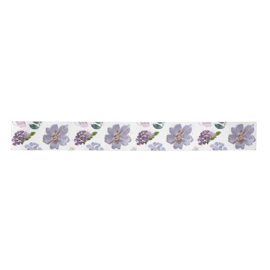 Paars Floral Pattern Satijnen Lint (Voorkant)