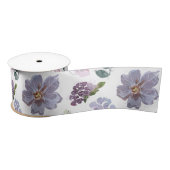 Paars Floral Pattern Satijnen Lint (Spoel)