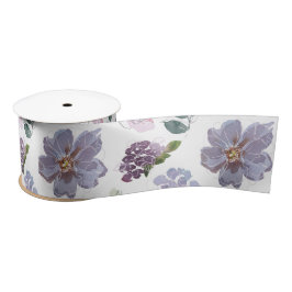 Paars Floral Pattern Satijnen Lint