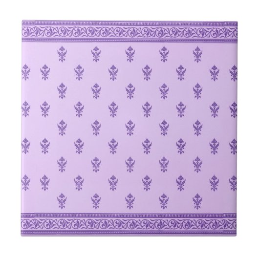 Paars Floral Pattern Tegeltje (Voorkant)