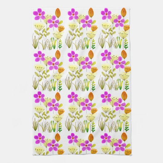 Paars Floral Pattern Theedoek (Verticaal)