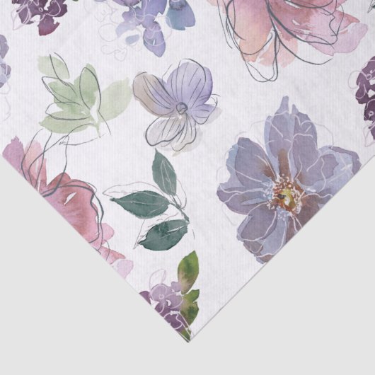 Paars Floral Pattern Tissuepapier (Detail)