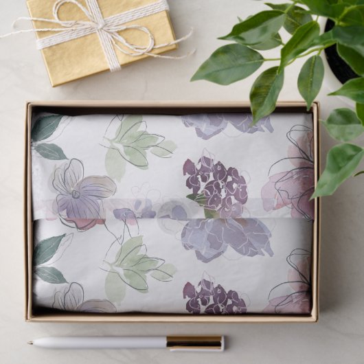 Paars Floral Pattern Tissuepapier (Geschenk)