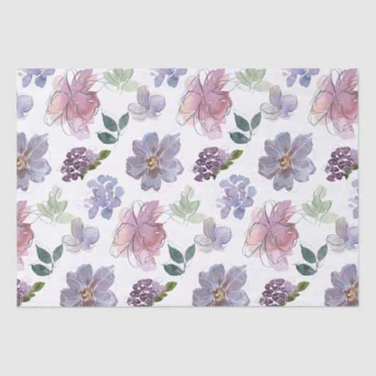 Paars Floral Pattern Tissuepapier (Voorkant)
