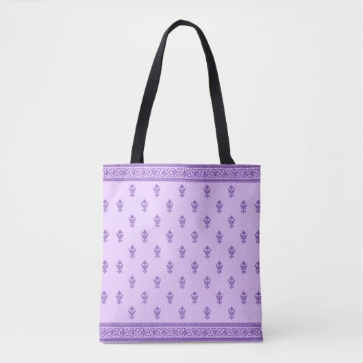 Paars Floral Pattern Tote Bag (Voorkant)