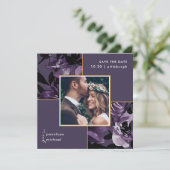 Paars Floral Photo Wedding Save The Date (Staand voorkant)