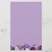 Paars Floral Roos Gold Geometric Greenery Wedding Briefpapier (Achterkant)