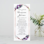 Paars Floral Roos Gold Geometric Lijst Wedding (Staand voorkant)