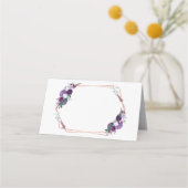 Paars Floral Roos Gold Geometric Lijst Wedding Plaatskaartje (Achterkant)