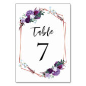 Paars Floral Roos Gold Geometric Wedding Kaart (Achterkant)