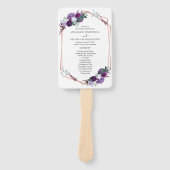 Paars Floral Roos Gold Geometric Wedding Programme Handwaaier (Voorkant)