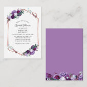 Paars Floral Roos Gold Lijst Vrijgezellenfeest Notitiekaartje (Voorkant / Achterkant)