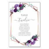 Paars Floral Roos Gold Lijst Wedding Kaart (Achterkant)