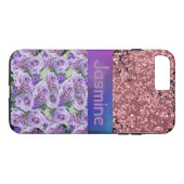 Paars Floral Roos Roze Glitter Sparkles Case-Mate iPhone Case (Achterkant (Horizontaal))