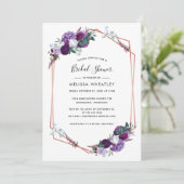 Paars Floral Script Geometric Vrijgezellenfeest Kaart (Staand voorkant)