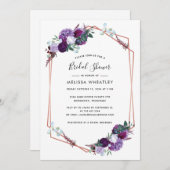 Paars Floral Script Geometric Vrijgezellenfeest Kaart (Voorkant / Achterkant)