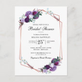 Paars Floral Script Geometric Vrijgezellenfeest Uitnodiging Briefkaart (Voorkant)