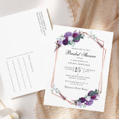 Paars Floral Script Geometric Vrijgezellenfeest Uitnodiging Briefkaart