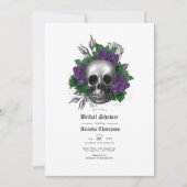 Paars Floral Skull Gothic Vrijgezellenfeest Kaart (Voorkant)