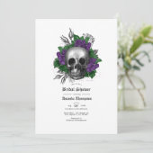 Paars Floral Skull Gothic Vrijgezellenfeest Kaart (Staand voorkant)