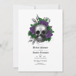 Paars Floral Skull Gothic Vrijgezellenfeest Kaart