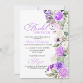 Paars Floral Spring Vrijgezellenfeest Kaart (Voorkant)