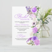 Paars Floral Spring Vrijgezellenfeest Kaart (Staand voorkant)