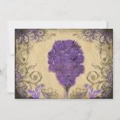 Paars Floral Vintage Weddenschap Kaart (Achterkant)
