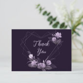 Paars Floral Violet Geometrisch Lijst van de bruil Bedankkaart (Staand voorkant)