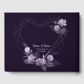 Paars Floral Violet Geometrisch Lijst van de bruil Gastenboek (Achterkant)
