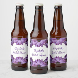 Paars Floral Vrijgezellenfeest Bier Etiket