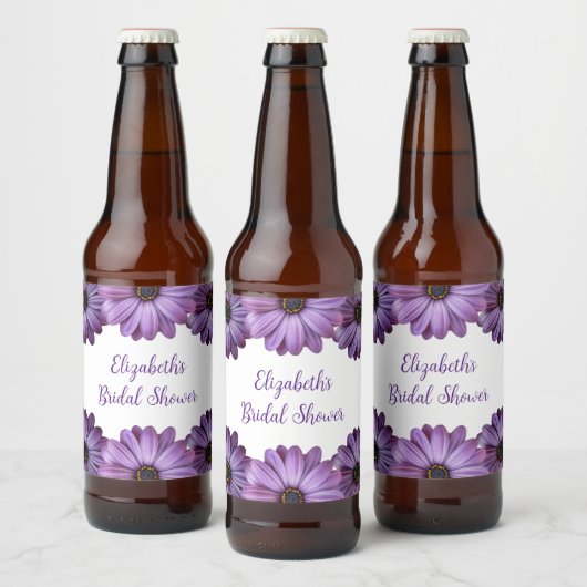 Paars Floral Vrijgezellenfeest Bier Etiket (Flessen)