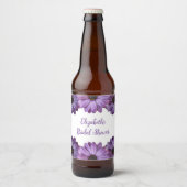 Paars Floral Vrijgezellenfeest Bier Etiket (Voorkant)