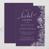 Paars Floral Vrijgezellenfeest Kaart (Voorkant / Achterkant)