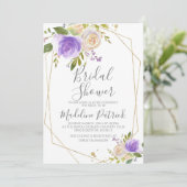 Paars Floral Vrijgezellenfeest Kaart (Staand voorkant)