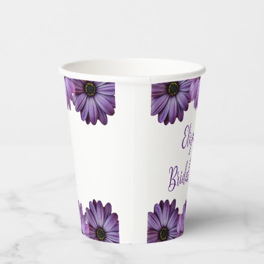 Paars Floral Vrijgezellenfeest Papieren Bekers (Rechts)