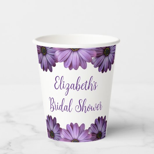 Paars Floral Vrijgezellenfeest Papieren Bekers (Voorkant)