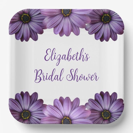 Paars Floral Vrijgezellenfeest Papieren Bordje (Voorkant)