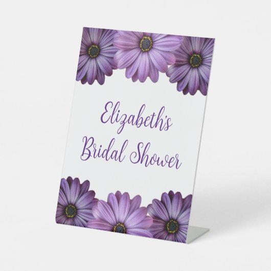 Paars Floral Vrijgezellenfeest Reclamebord Met Voetstuk (Voorkant)