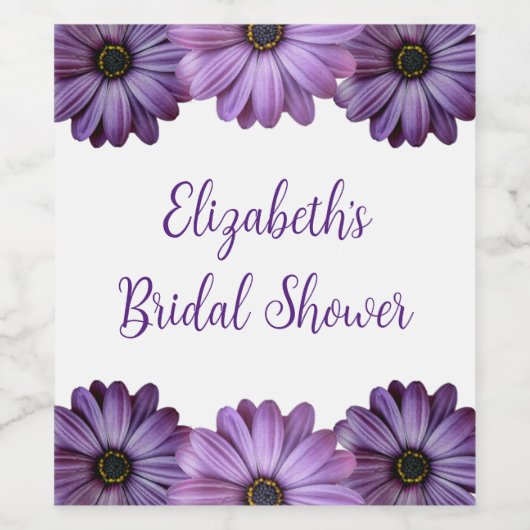 Paars Floral Vrijgezellenfeest Wijn Etiket (Enkel label)