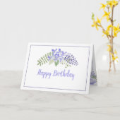 Paars Floral Waterverf Elegant Feminine Birthday Kaart (Gele Bloem)