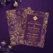 Paars |  Floral Weddenschappen met goudolie Kaart