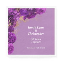 Paars Floral Wedding Jubileum Napkins