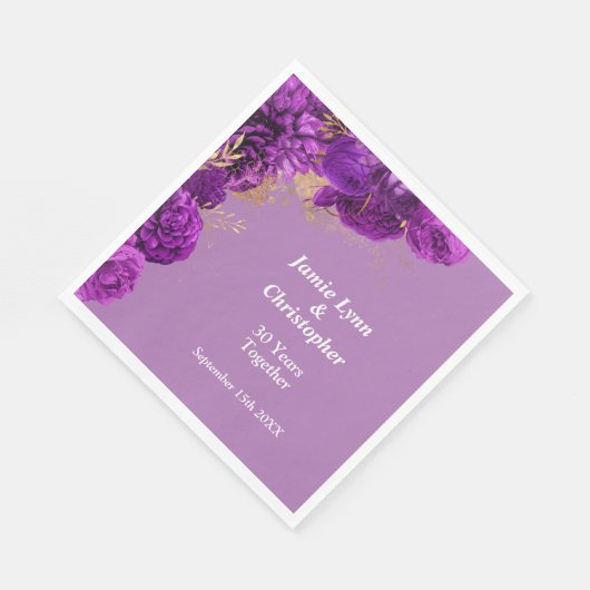 Paars Floral Wedding Jubileum Napkins Servet (Hoek)