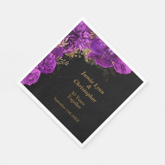 Paars Floral Wedding Jubileum Napkins Servet (Hoek)