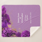 Paars Floral Wedding Jubileum Sherpa Blanket Sherpa Deken (Voorkant (horizontaal))