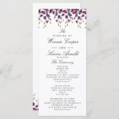 Paars Floral Wedding Programme Programmakaart (Voorkant / Achterkant)