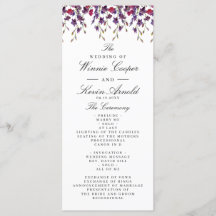 Paars Floral Wedding Programme