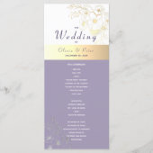 Paars Floral Wedding Programme Programmakaart (Voorkant)